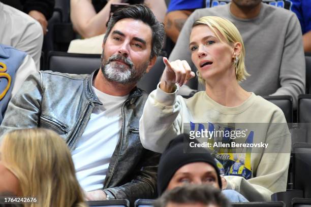 January Jones attends a basketball game between the Los Angeles Clippers and the San Antonio Spurs at Crypto.com Arena on October 29, 2023 in Los...