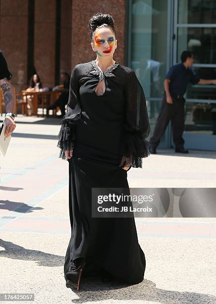 Lady Gaga is seen on August 12, 2013 in Los Angeles, California.
