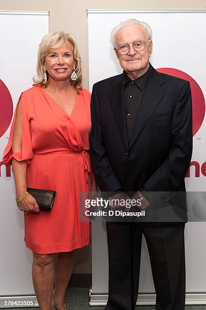 Sharon Bush and executive producer Robert Halmi Sr. Attend the "Baby Sellers" premiere at United Nations Headquarters on August 12, 2013 in New York...