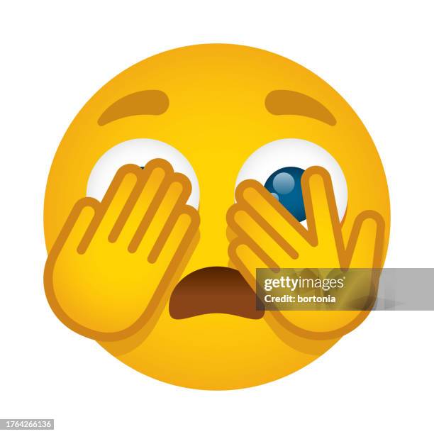 ilustraciones, imágenes clip art, dibujos animados e iconos de stock de cara con ojo mirando icono emoji - manos tapando los ojos
