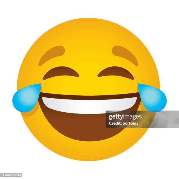 gesicht mit freudentränen emoji-symbol - tränen lachen stock-grafiken, -clipart, -cartoons und -symbole
