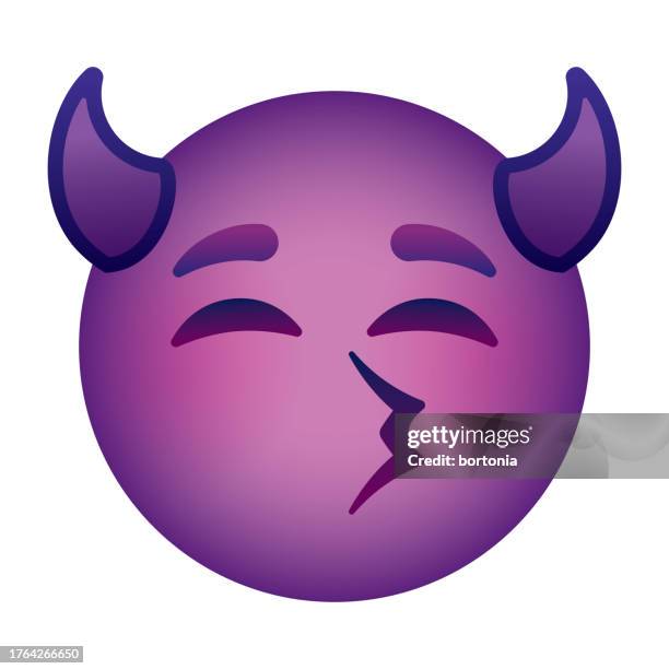 ilustrações de stock, clip art, desenhos animados e ícones de kissing face with horns emoji icon - máscara de diabo