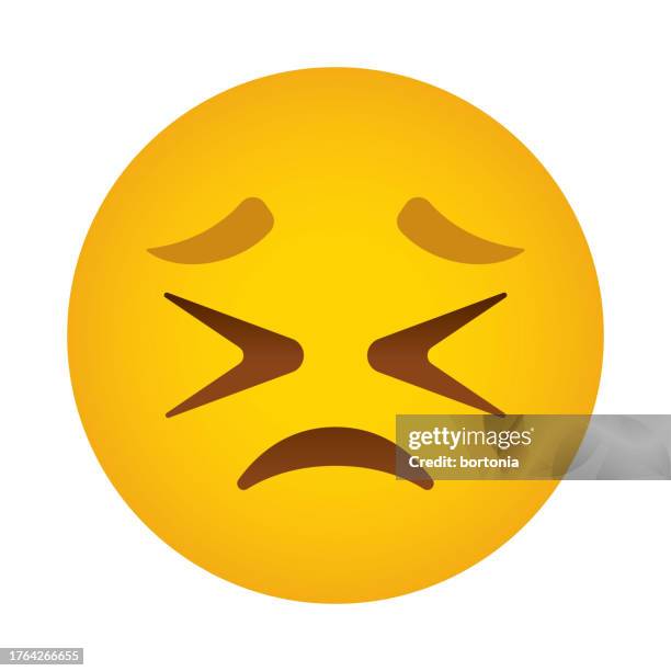 persevering face emoji icon - determination face stock illustrations