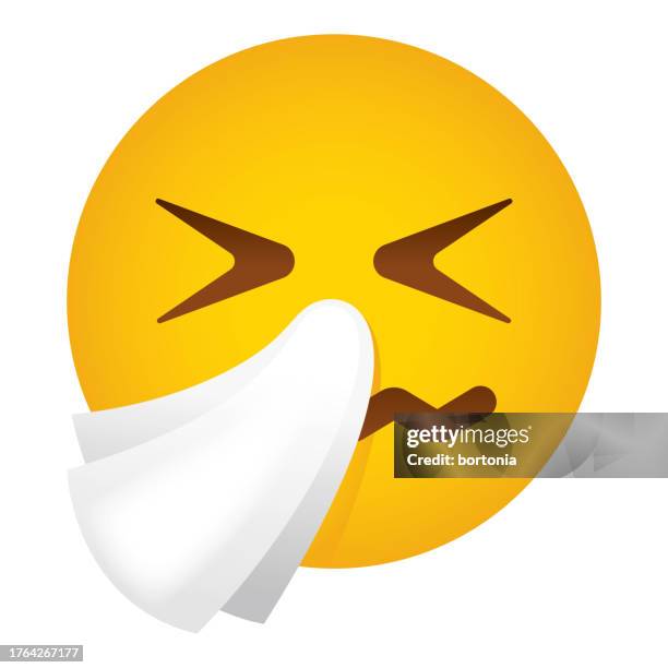 ilustrações de stock, clip art, desenhos animados e ícones de sneezing face emoji icon - espirrar