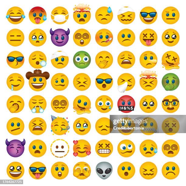 emoticon icon set - emoji hat stock illustrations