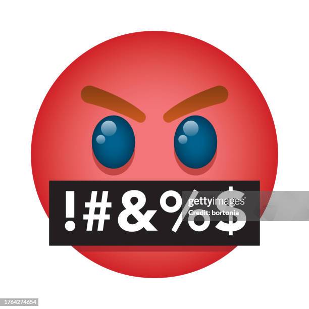 face with symbols on mouth emoji icon - rude emoticons stock illustrations