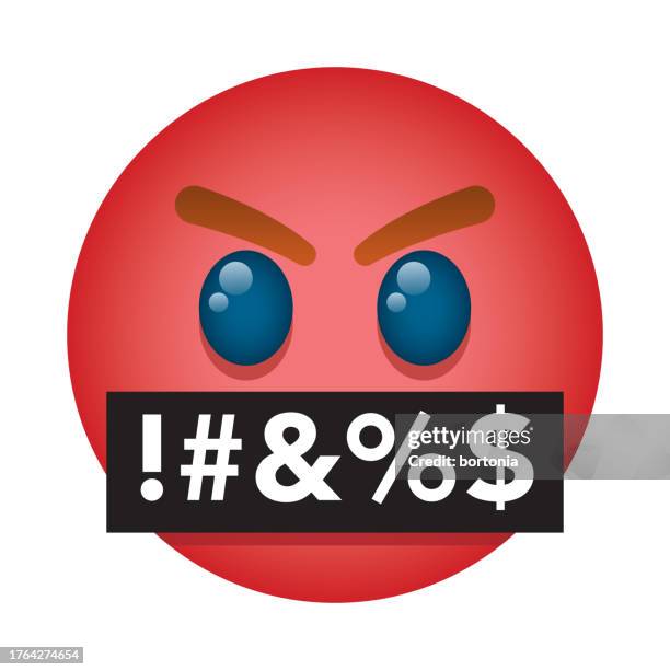 face with symbols on mouth emoji icon - v sign stock illustrations