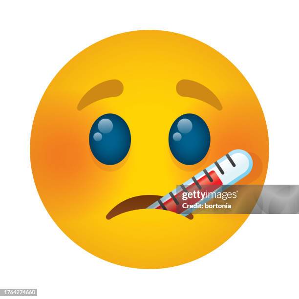face with thermometer emoji icon - sick emoji stock illustrations