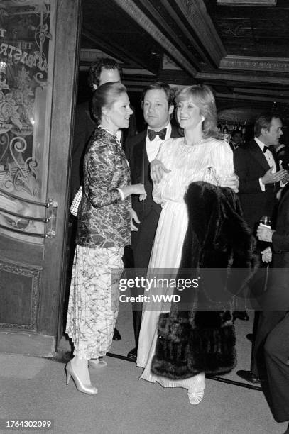 Jane Eisner, Mike Ovitz, Judy Ovitz, and guest attend a party at the Bistro restaurant in Beverly Hills, California, on March 29, 1982.