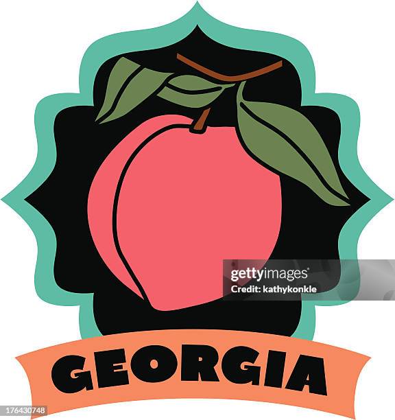 bildbanksillustrationer, clip art samt tecknat material och ikoner med georgia luggage label or travel sticker - persika
