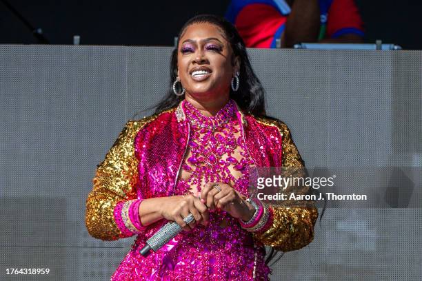 Trina performs onstage during Day 2 of One MusicFest at Piedmont Park on October 29, 2023 in Atlanta, Georgia.