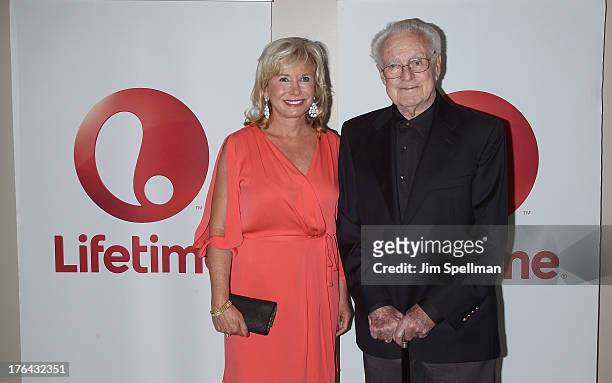 Sharon Bush and Producer Robert Halmi Sr. Attend the "Baby Sellers" premiere at United Nations Headquarters on August 12, 2013 in New York City.