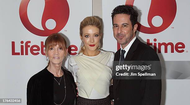 Actors Jonathan Silverman and Jennifer Finnigan pose with Diane Finnigan the "Baby Sellers" premiere at United Nations Headquarters on August 12,...