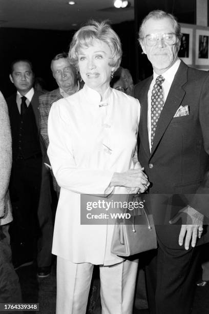 Eve Arden and Brooks West attend an event at the headquarters of the Academy of Motion Picture Arts and Sciences in Beverly Hills, California, on...