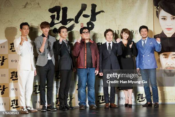 South Korean actors Lee Jung-Jae, Lee Jong-Suk, Cho Jung-Seok, Baek Yoon-Sik, Kim Hae-Soo , Song Kang-Ho and director Han Jae-Rim attend during the...