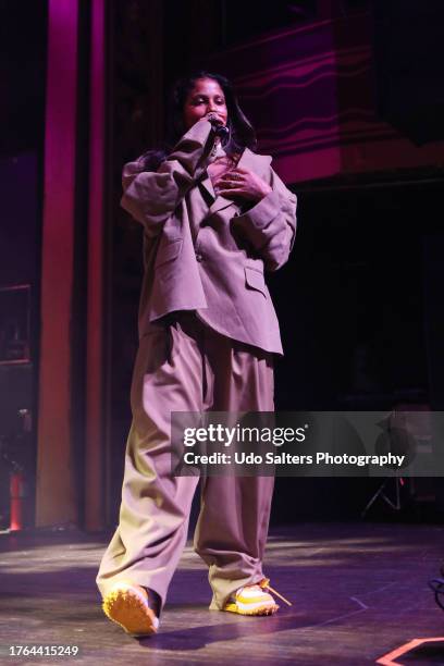 Tokischa performs during the Popola Presidente World Tour 2023 at Webster Hall on October 29, 2023 in New York City.