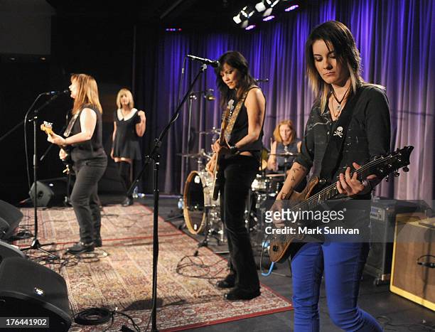 Kathy Valentine. Kim Shattuck, Dominique Davalos, Patty Schemel and Shae Padilla of Bad Empressions perform at The GRAMMY Museum on August 12, 2013...
