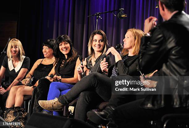 Kim Shattuck, Annabella Lwin, Dominique Davalos, Shae Padilla and Patty Schemel of Bad Empressions onstage with Vice President of the GRAMMY...