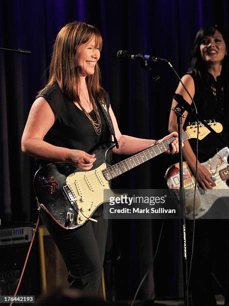 Kathy Valentine and Dominique Davalos of Bad Empressions perform at The GRAMMY Museum on August 12, 2013 in Los Angeles, California.