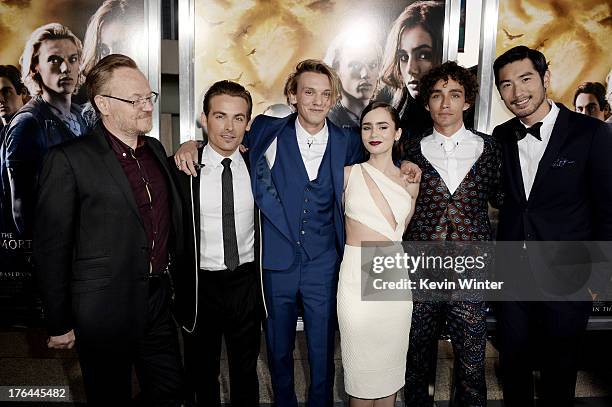 Actors Jared Harris, Kevin Zegers, Jamie Campbell Bower, Lily Collins, Robert Sheehan and Godfrey Gao arrive at the premiere of Screen Gems &...