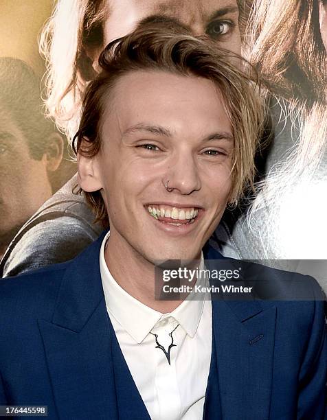 Actor Jamie Campbell Bower arrives at the premiere of Screen Gems & Constantin Films' "The Mortal Instruments: City Of Bones" at the Cinerama Dome...