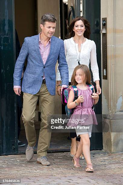 Crown Prince Frederik, and Crown Princess Mary of Denmark, with their Daughter Princess Isabella depart Amalienborg Palace for Princess Isabella's...