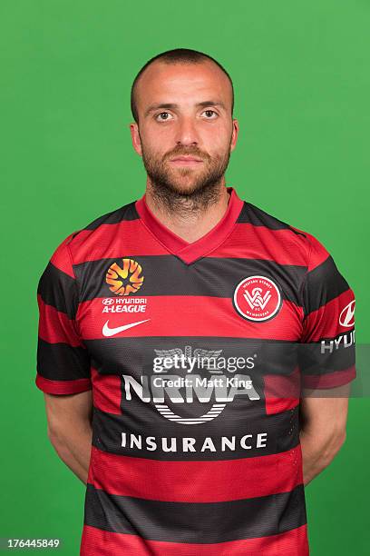 Jason Trifiro poses during a 2013/14 Western Sydney Wanderers A-League headshots session at Blacktown International Sportspark on August 13, 2013 in...