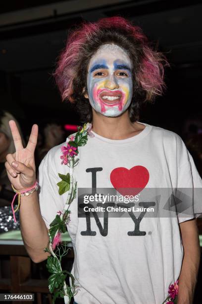 Fan wearing makeup in support of Lady Gaga attends a drag show with the cast of "RuPaul's Drag Race" at Micky's on August 12, 2013 in Los Angeles,...