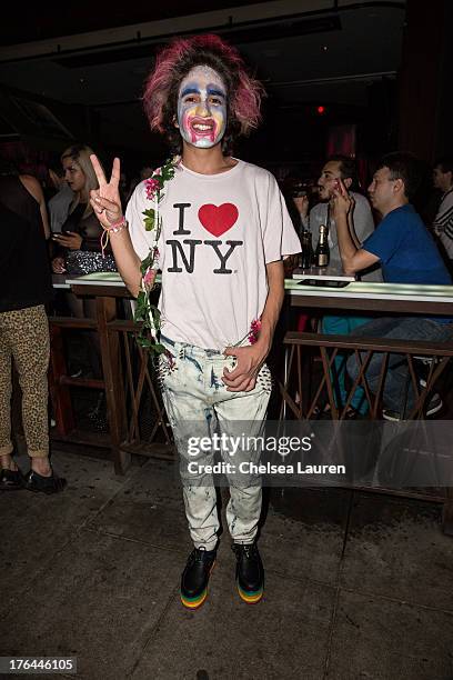 Fan wearing makeup in support of Lady Gaga attends a drag show with the cast of "RuPaul's Drag Race" at Micky's on August 12, 2013 in Los Angeles,...