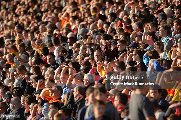 Firhill Stadium Partick Thistle, fans pack out the stadium during the Scottish Premiership League match between Partick Thistle and Dundee United at...