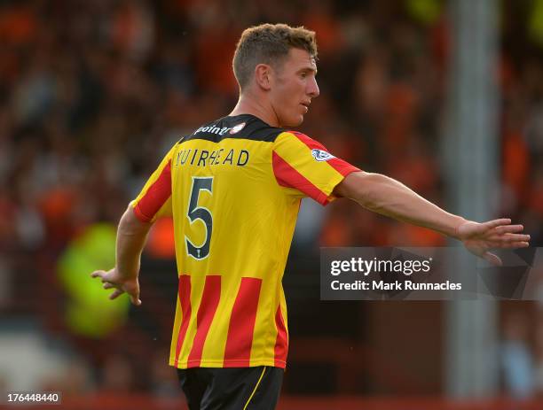 Aaron Muirhead of Partick Thistle in action during the Scottish Premiership League match between Partick Thistle and Dundee United at Firhill Stadium...