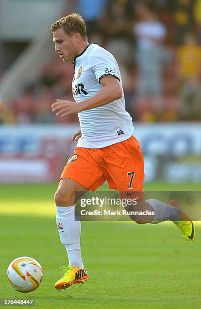 David Goodwillie of Dundee United in action during the Scottish Premiership League match between Partick Thistle and Dundee United at Firhill Stadium...