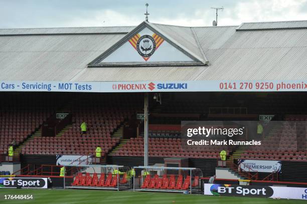 Firhill Stadium, the home of Partick Thistle before the Scottish Premiership League match between Partick Thistle and Dundee United at Firhill...