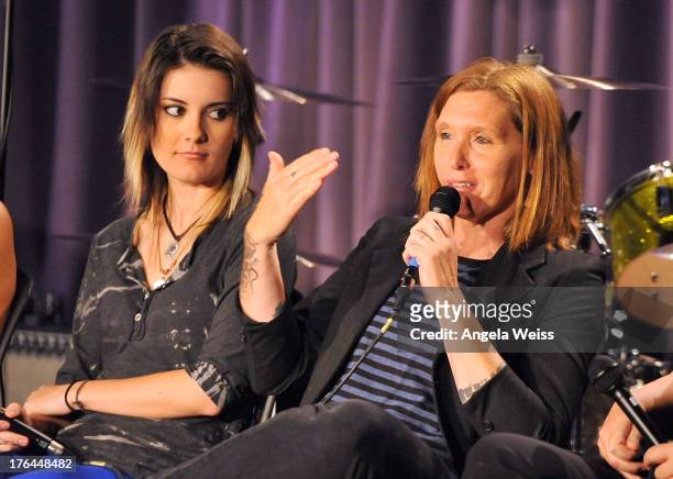 Shae Padilla and Patty Schemel of Bad Empressions onstage at The GRAMMY Museum on August 12, 2013 in Los Angeles, California.
