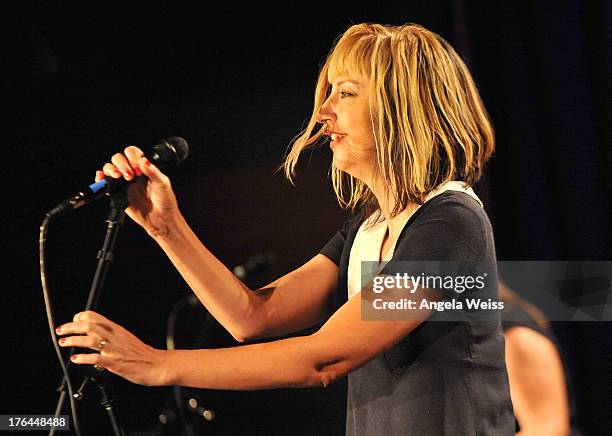 Kim Shattuck of Bad Empressions performs at The GRAMMY Museum on August 12, 2013 in Los Angeles, California.