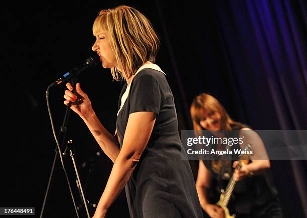 Kim Shattuck of Bad Empressions performs at The GRAMMY Museum on August 12, 2013 in Los Angeles, California.