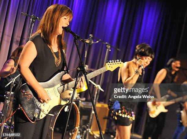 Kathy Valentine of Bad Empressions performs at The GRAMMY Museum on August 12, 2013 in Los Angeles, California.