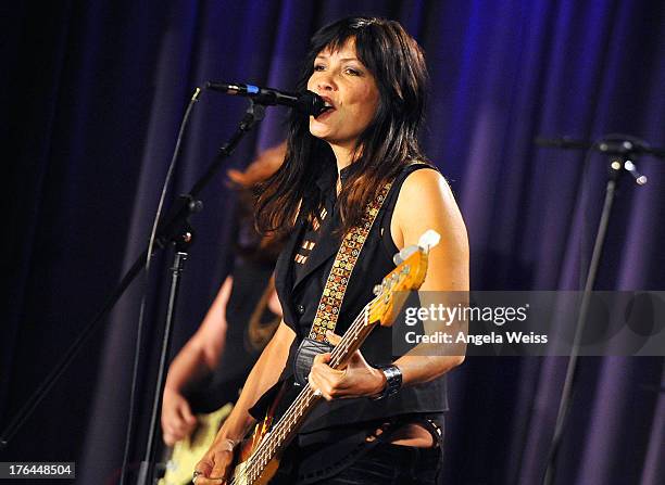 Dominique Davalos of Bad Empressions performs at The GRAMMY Museum on August 12, 2013 in Los Angeles, California.