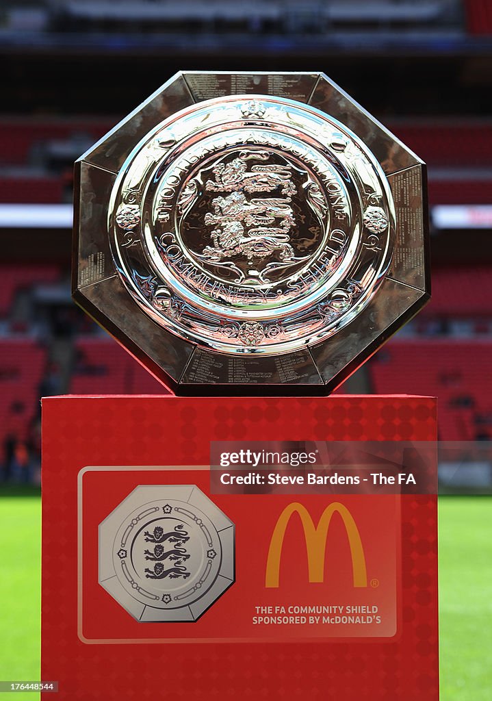 Community Shield A close up view of the FA Community Shield trophy during the FA... News ...
