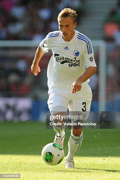 Pierre Bengtsson of FC Copenhagen in action during the Danish Superliga match between FC Copenhagen and Randers FC at Parken Stadium on August 4,...