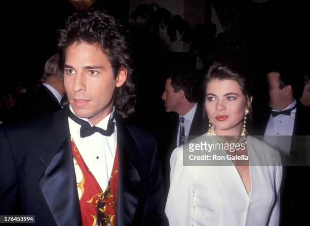 Actor Ricky Paull Goldin and actress Yasmine Bleeth attend the Eighth Annual Soap Opera Digest Awards on January 10, 1992 at the Beverly Hilton Hotel...