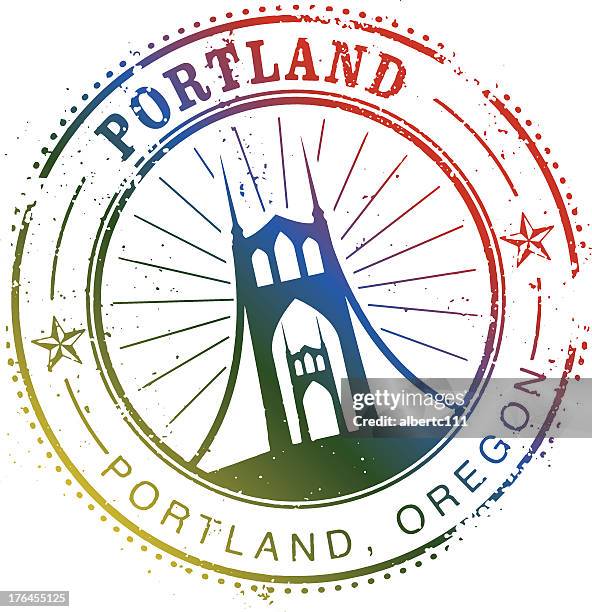 vintage portland stamp - portland oregon stock illustrations