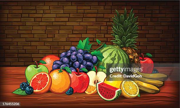 cornucopia of fruit - cornucopia isolated stock illustrations