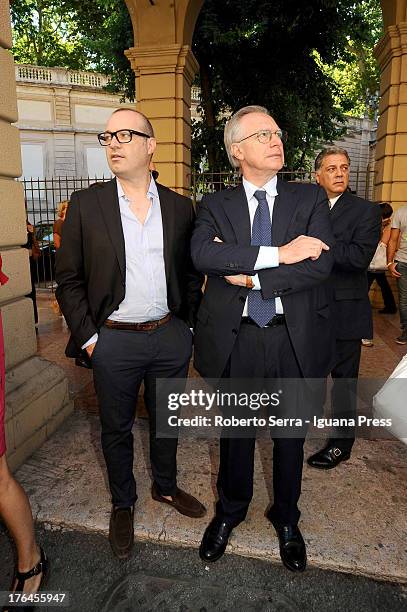 Guglielmo Epifani national secretary of the Italian Democratic Party and Stefano Bonaccini regional secretary attends the annual march of the...