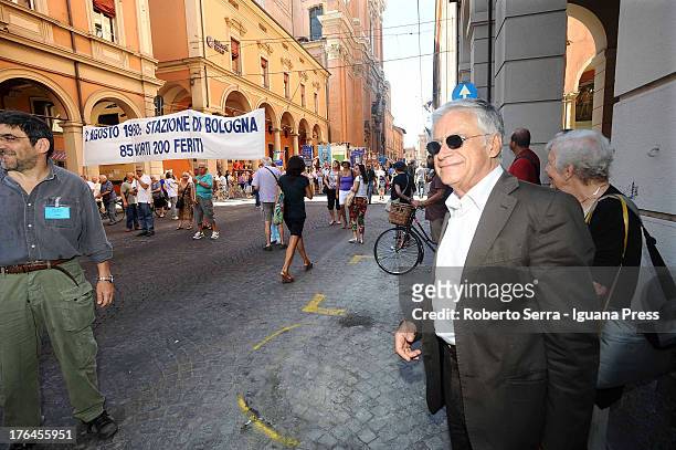Judge Libero Mancuso author of trial's sentence attends the annual march of the Slaughter at the Bologna's Railway's Station the 2 august 1980's...
