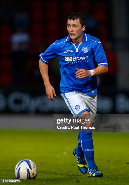 Tam Scobbie of St Johnstone in action during the UEFA Europa League third qualifying round second leg match between St Johnstone and FC Minsk at...