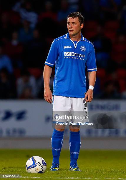 Tam Scobbie of St Johnstone in action during the UEFA Europa League third qualifying round second leg match between St Johnstone and FC Minsk at...