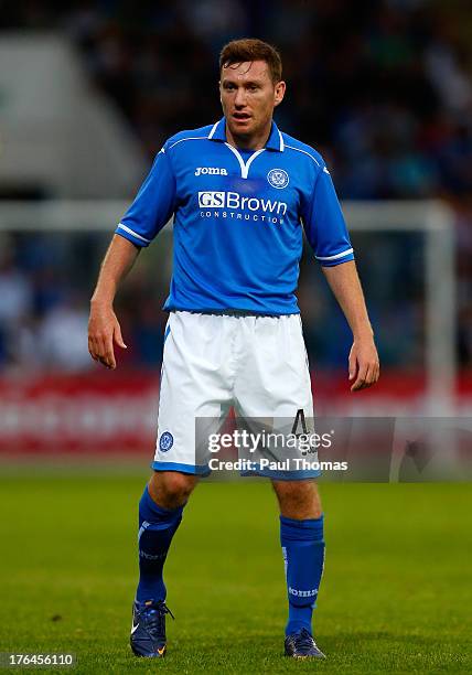 Paddy Cregg of St Johnstone in action during the UEFA Europa League third qualifying round second leg match between St Johnstone and FC Minsk at...