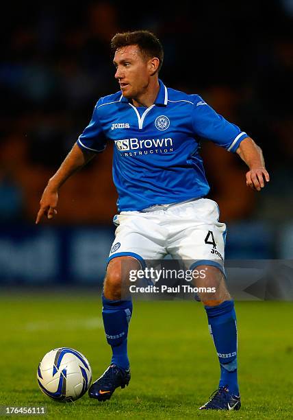 Paddy Cregg of St Johnstone in action during the UEFA Europa League third qualifying round second leg match between St Johnstone and FC Minsk at...