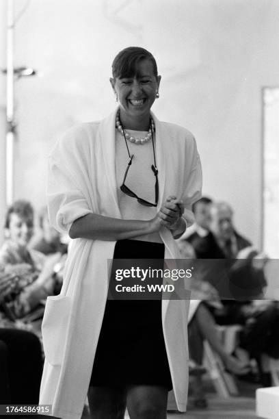 Resort 1985 -1986 is Donna Karan's second collection under her own label. Designer Donna Karan after her collection presentation.